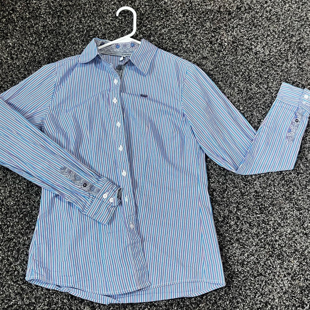Cinch Kids Blue and White Striped Button Down Shirt